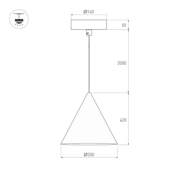 Светильник SP-MAKOTO-R350-14W Warm3000 (BK, 36 deg, 230V, TRIAC) (Arlight, IP20 Металл, 3 года) Lednikoff
