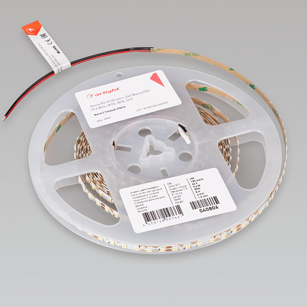Светодиодная лента RZ-A120-6mm 24V Warm2700 (9.6 W/m, IP20, 2835, 5m) (Arlight, -) Lednikoff