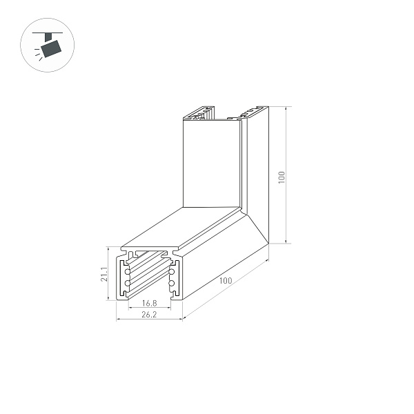 Коннектор угловой MAG-ORIENT-CON-2620-L90-EXT (BK, внешний) (Arlight, IP20 Металл, 3 года)