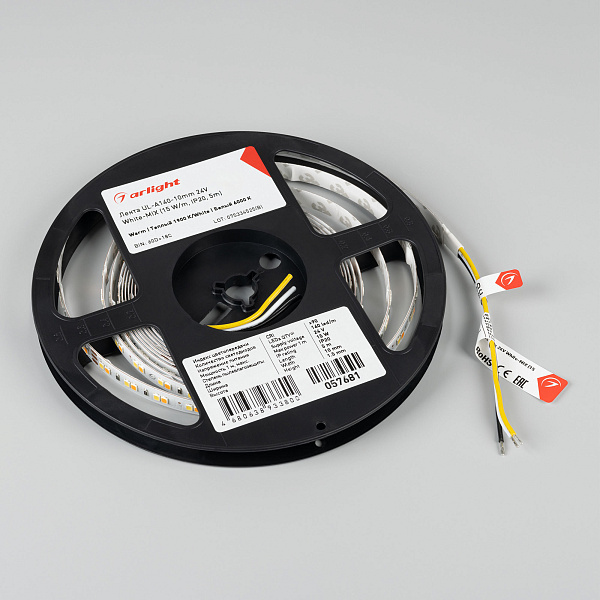 Светодиодная лента UL-A140-10mm 24V White-MIX (15 W/m, IP20, 5m) (Arlight, Изменяемая ЦТ) Lednikoff