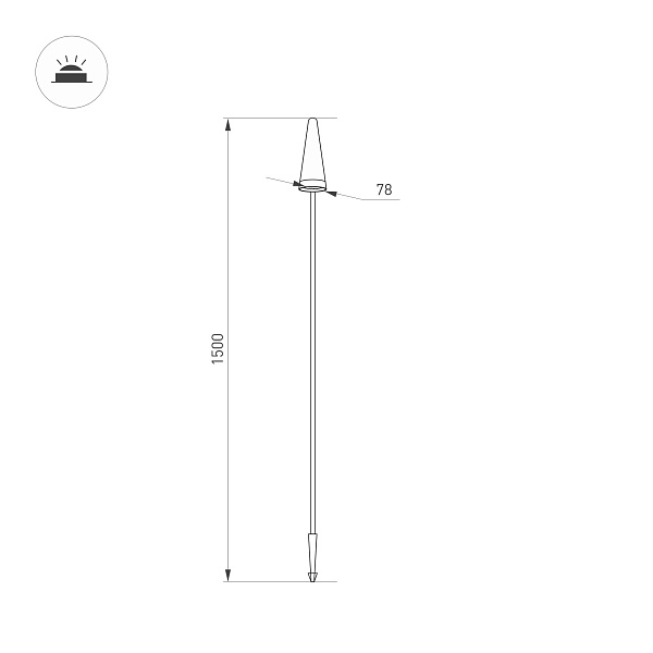 Светильник LGD-CONO-BOLL-H1500-7W Warm3000 (DG, 36 deg, 230V) (Arlight, IP65 Металл, 3 года) Lednikoff