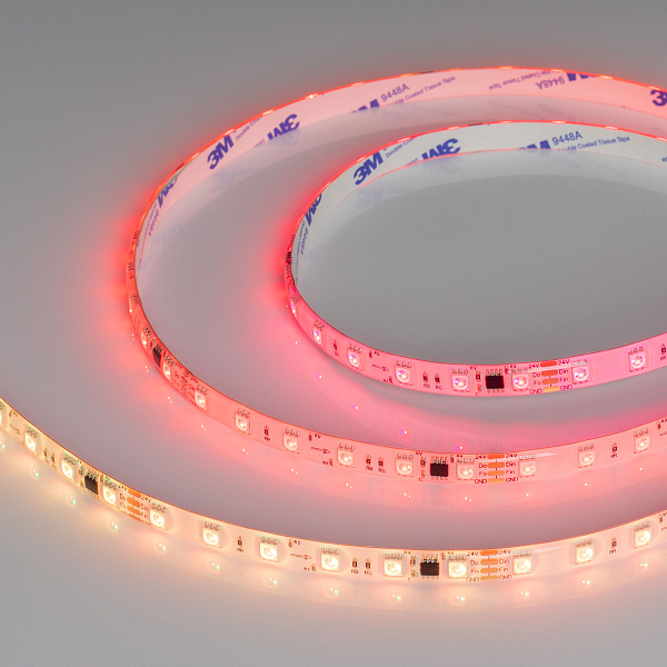 Светодиодная лента герметичная SPI-SE-B60-10mm 24V RGB-PX6-BPT (12 W/m, IP65, 5060, 5m) (Arlight, бегущий огонь) Lednikoff