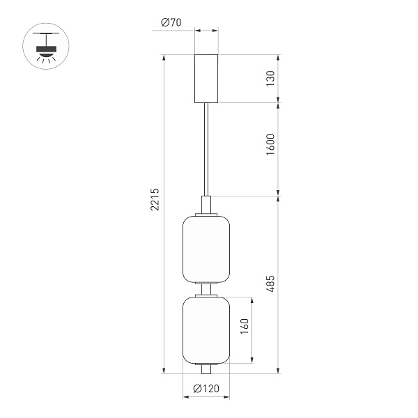 Светильник SP-CARAMELA-HANG-R120-7W Warm2700 (BK, 300 deg, 230V) (Arlight, IP20 Натуральный шелк, 3 года) Lednikoff