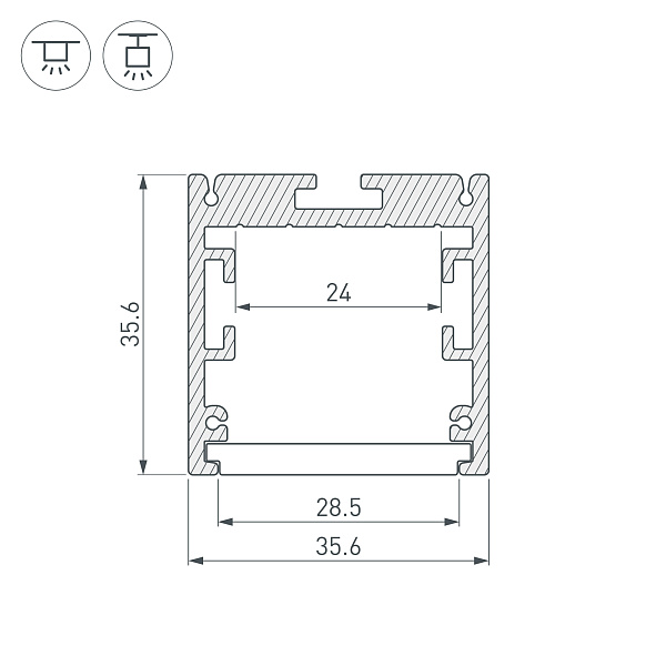 Профиль SL-ARC-3535-D1500-A90 BLACK (1180мм, дуга 1 из 4) (Arlight, Алюминий) Lednikoff