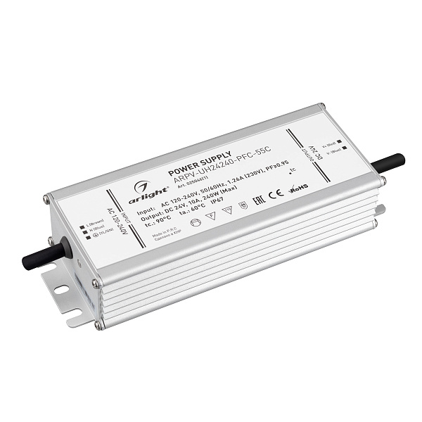Блок питания ARPV-UH24240-PFC-55C (24V, 10.0A, 240W) (Arlight, IP67 Металл, 5 лет) Lednikoff