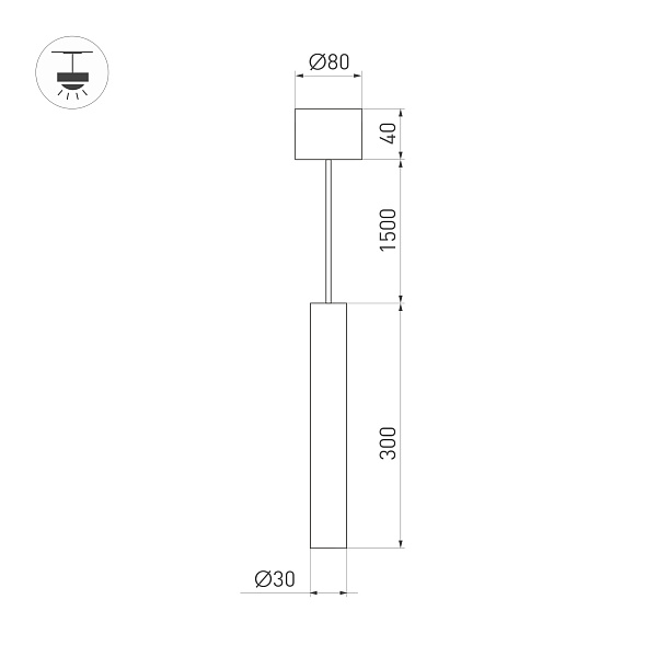 Светильник SP-PIPE-HANG-L300-R30-9W Warm3000 (GD, 24 deg, 230V) (Arlight, IP20 Металл, 3 года) Lednikoff