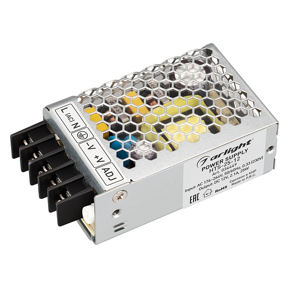 Блок питания HTS-25-12 (12V, 2.1A, 25W) (Arlight, IP20 Сетка, 3 года) Lednikoff
