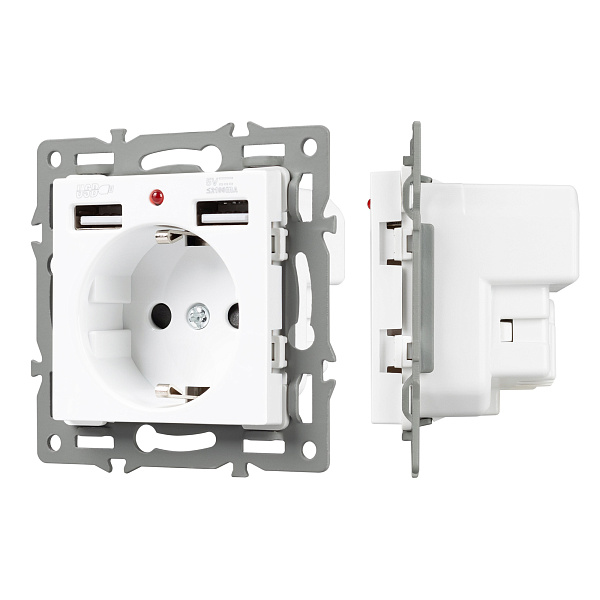 Механизм розетки с USB зарядкой SCT-MUAA-PL-WH (250V, 16A) (Arlight, -) Lednikoff