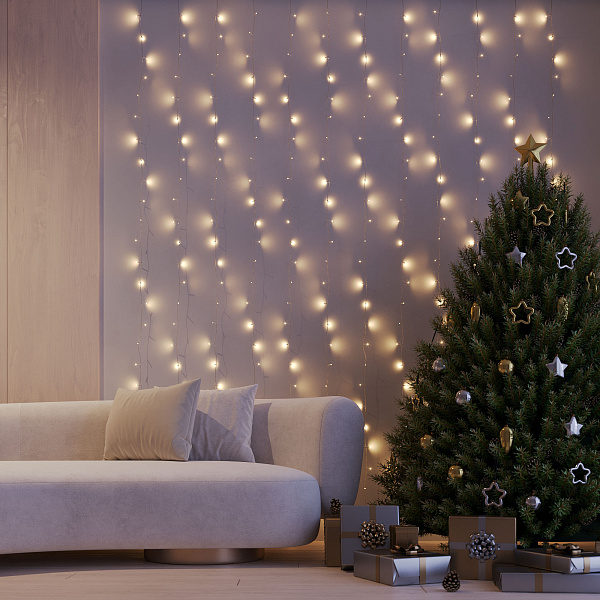 Светодиодная гирлянда ARD-CURTAIN-HOME-2000x2500-CLEAR-300LED Warm (230V, 12W) (Ardecoled, IP20) Lednikoff