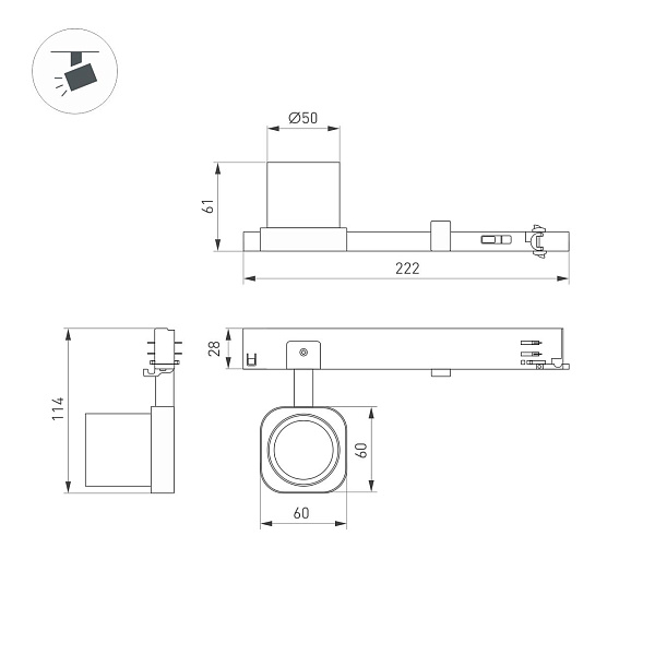 Светильник LGD-DIAFILM-4TR-R60-10W Warm3000 (BK, 20 deg, 230V) (Arlight, IP20 Металл, 5 лет)