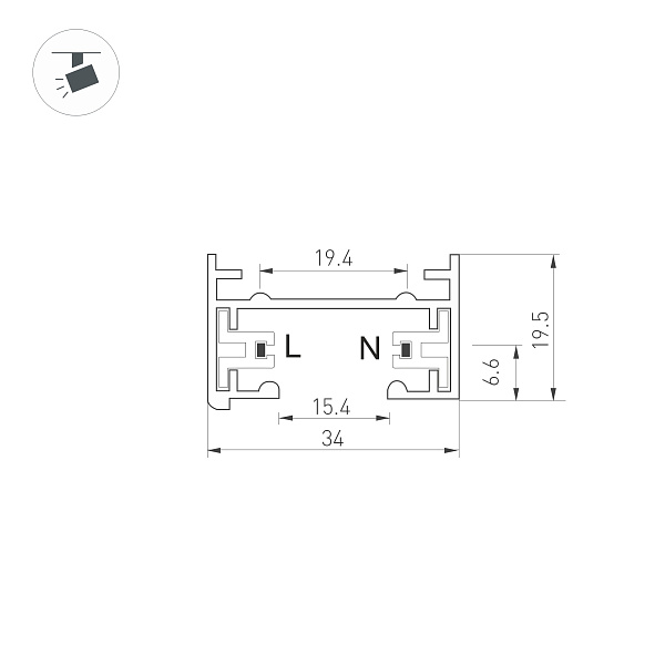 Трек LGD-2TR-TRACK-2000-BK (C) (Arlight, IP20 Металл, 3 года) Lednikoff