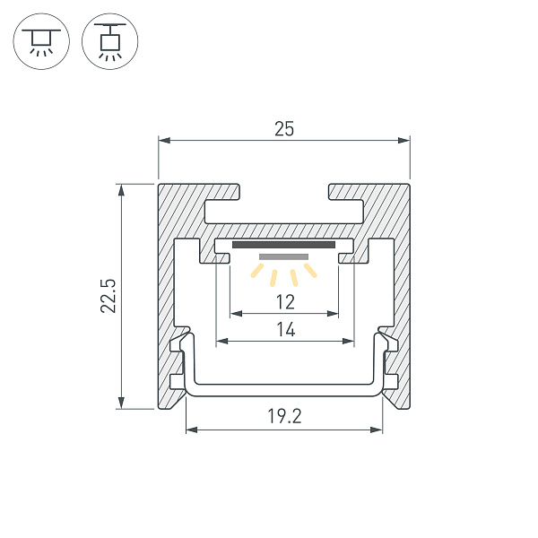 Профиль SL-LINE-2522-2500 ORANGE  (Arlight, Алюминий) Lednikoff