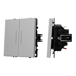 Механизм звонкового выключателя двухклавишный LED SWT-NOBE-MKR2-SFPL-L-IS (230V, 10A) (Arlight, Никель)