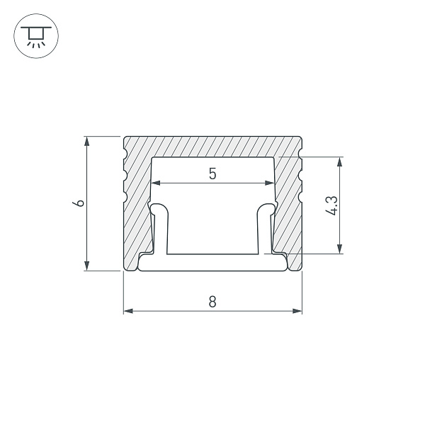 Профиль SL-MINI-8-H6-2000 ANOD BLACK (Arlight, Алюминий) Lednikoff