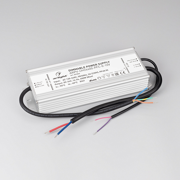 Блок питания ARPV-UH24400-PFC-0-10V (24V, 16.7A, 400W) (Arlight, IP67 Металл, 7 лет) Lednikoff