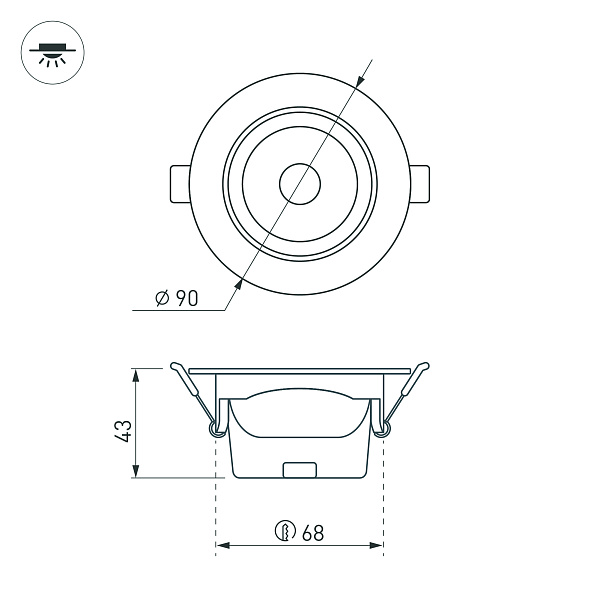 Светильник LTD-POLAR-TURN-R90-7W Warm3000 (WH, 36 deg, 230V) (Arlight, IP20 Пластик, 3 года) Lednikoff