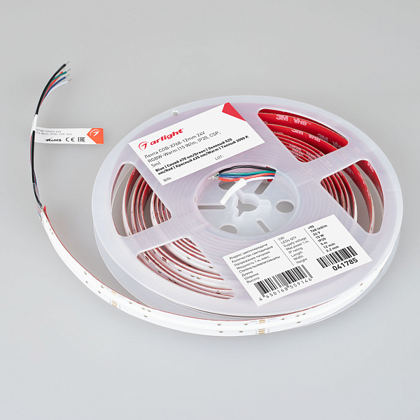 Светодиодная лента COB-X768-12mm 24V RGBW-Warm (15 W/m, IP20, CSP, 5m) (Arlight, 5 лет) Lednikoff