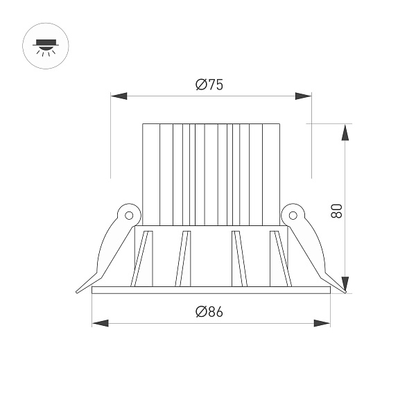 Светильник MS-ATOLL-BUILT-R86-10W Warm3000 (WH, 60 deg, 230V) (Arlight, IP54 Металл, 5 лет) Lednikoff