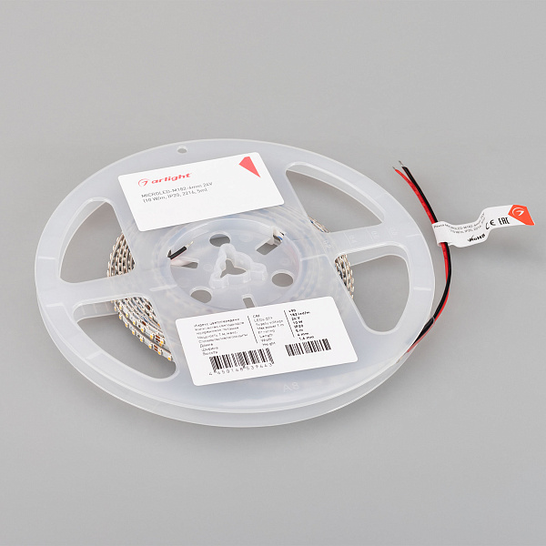 Светодиодная лента MICROLED-M182-4mm 24V Warm3500 (10 W/m, IP20, 2216, 5m) (Arlight, узкая) Lednikoff
