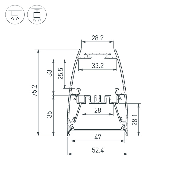 Профиль LINE-5075-U-HONEYCOMB-2000 BLACK (Arlight, Алюминий) Lednikoff