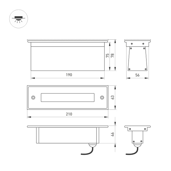 Светильник LTD-LINE-TILT-S210-8W Day4000 (SL, 120 deg, 230V) (Arlight, IP67 Металл, 3 года) Lednikoff