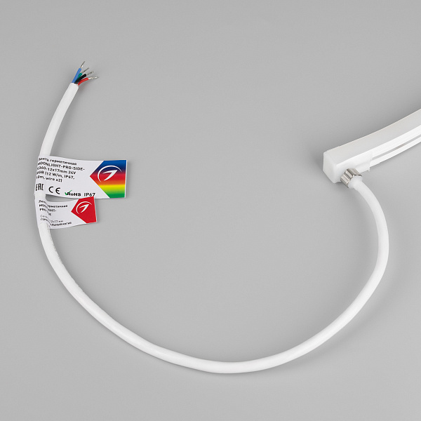 Светодиодная лента герметичная MOONLIGHT-PRO-SIDE-X360-12x17mm 24V RGB (12 W/m, IP67, 10m, wire x2) (Arlight, Вывод боковой, 5 лет)