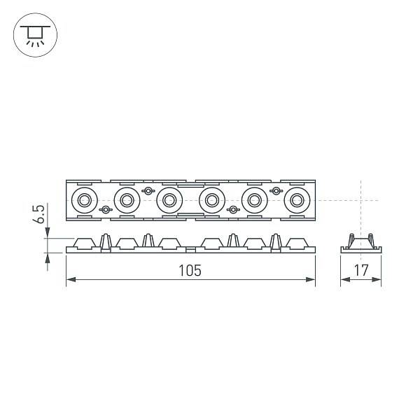 Экран линзованный SL-LINE-W20-55deg-540 (Arlight, Пластик) Lednikoff