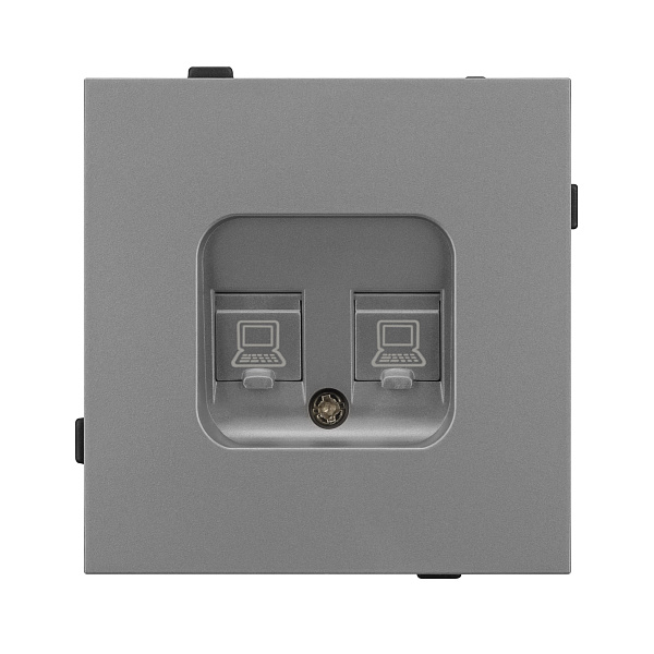Механизм компьютерной розетки двойной SCT-TENDO-MPC2-PL-GR (RJ-45, CAT6) (Arlight, Графитовый) Lednikoff
