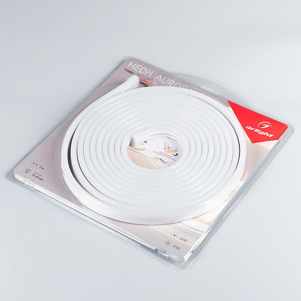 Светодиодная лента герметичная AURORA-PS-A120-16x8mm 24V Day4000 (10 W/m, IP65, 2835, 5m) (Arlight, Силикон, 2 года)