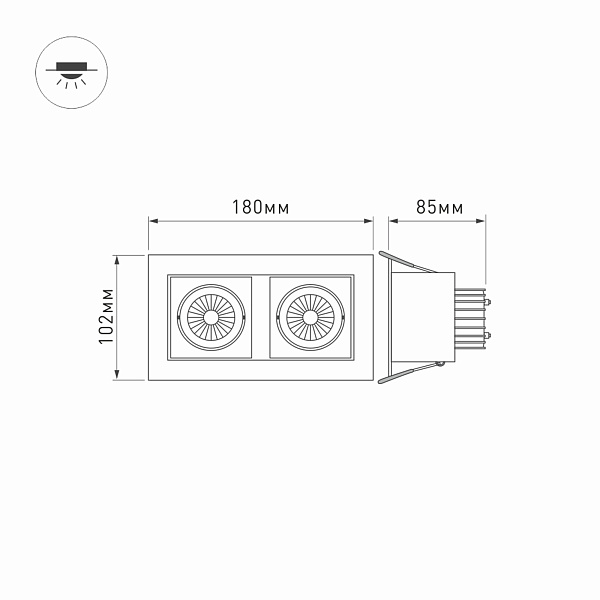 Светильник CL-KARDAN-S180x102-2x9W Day (WH, 38 deg) (Arlight, IP20 Металл, 3 года) Lednikoff