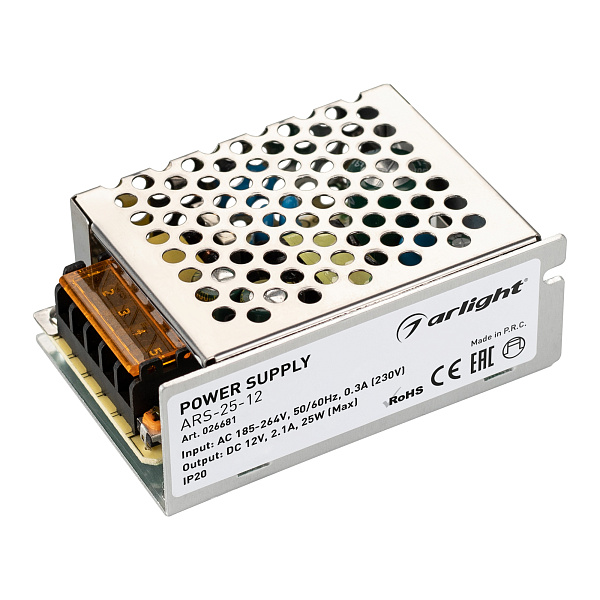 Блок питания ARS-25-12 (12V, 2.1A, 25W) (Arlight, IP20 Сетка, 2 года) Lednikoff