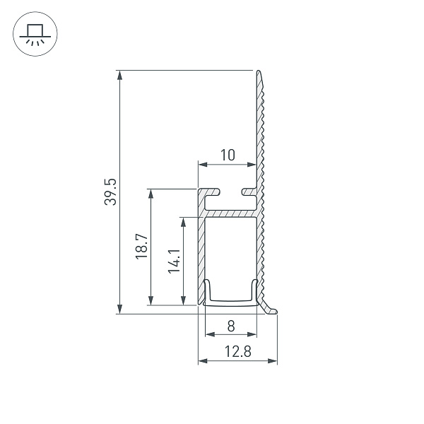 Профиль WALL-FANTOM-W10-2000 ANOD (Arlight, Алюминий) Lednikoff