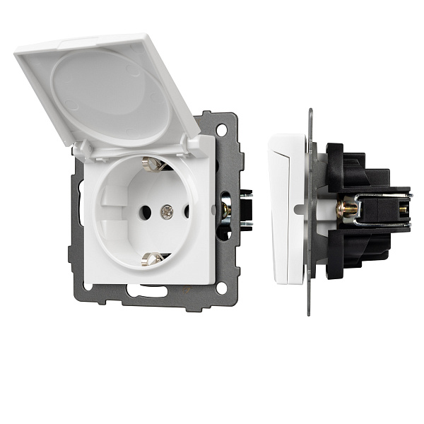 Механизм розетки влагозащищённый SCT-MCP-PL-WH-V (250V, 16A) (Arlight, -) Lednikoff