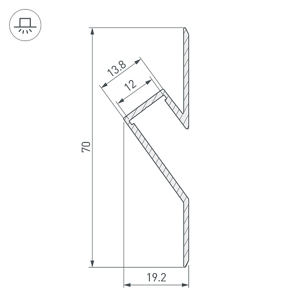 Профиль ARH-DECORE-S12-CAVE-F-2000 ANOD (Arlight, Алюминий) Lednikoff