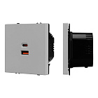 Механизм розетки с быстрой USB зарядкой SCT-NOBE-MUAC-SFPL-FC-IS (65W, QC3) (Arlight, Никель) Lednikoff