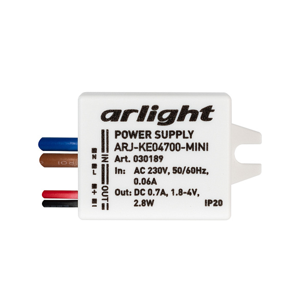 Блок питания ARJ-KE04700-MINI (2.8W, 700mA) (Arlight, IP20 Пластик, 5 лет) Lednikoff