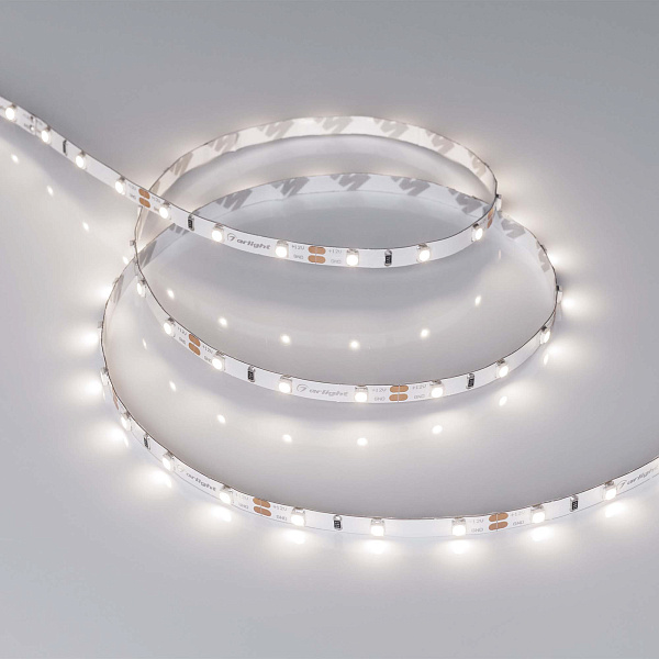 Светодиодная лента RT-A60-5mm 12V Day4000 (4.8 W/m, IP20, 2835, 5m) (Arlight, 4.8 Вт/м, IP20) Lednikoff
