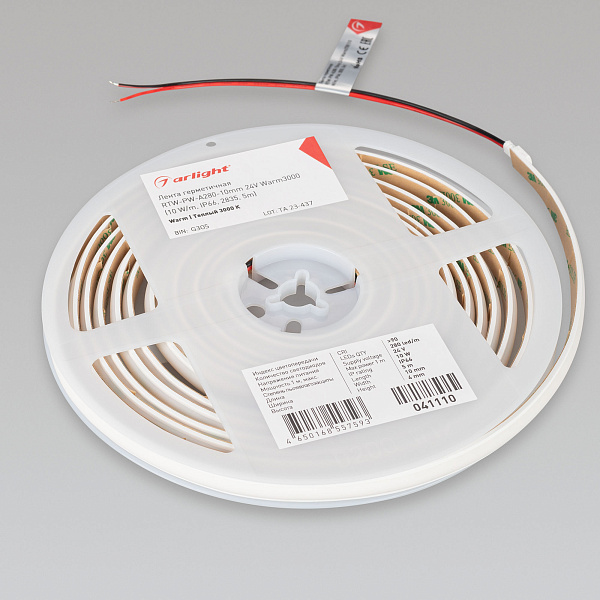 Светодиодная лента герметичная RTW-PW-A280-10mm 24V Warm3000 (10 W/m, IP66, 2835, 5m) (Arlight, Матовая) Lednikoff