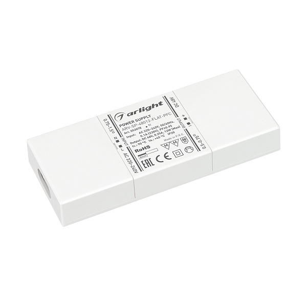 Блок питания ARV-SP-48012-FLAT-PFC (48V, 0.25A, 12W) (Arlight, IP20 Пластик, 5 лет) Lednikoff