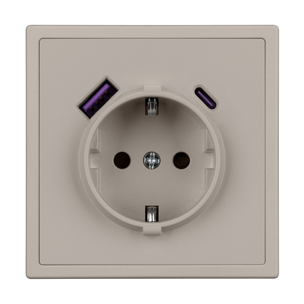 Механизм розетки с USB зарядкой SCT-NOBE-MUAC-SFPL-CA (230V, 16A) (Arlight, Кашемир) Lednikoff