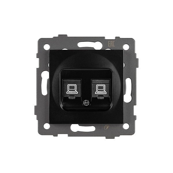 Механизм компьютерной розетки двойной SCT-MPC2-PL-BK-V (RJ-45, CAT6) (Arlight, -) Lednikoff