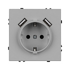 Механизм розетки с USB зарядкой SCT-NOBE-MUAA-SFPL-IS (230V, 16A)  (Arlight, Никель) Lednikoff