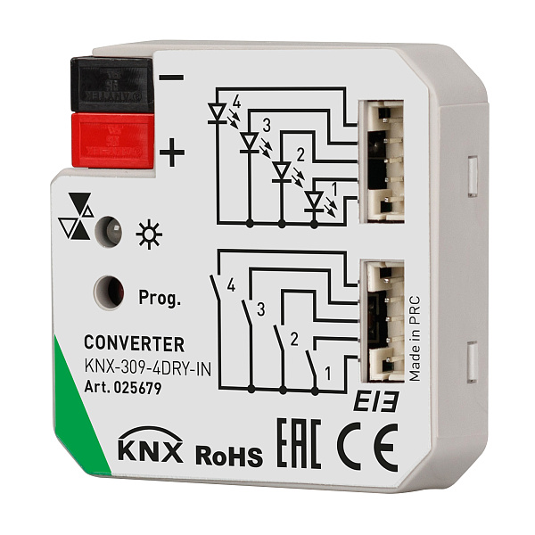INTELLIGENT ARLIGHT Конвертер KNX-309-4DRY-IN (BUS) (IARL, IP20 Пластик, 2 года) Lednikoff