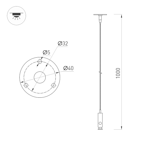 Подвес ALT-LARGO-HANG-L1000 (SL) (Arlight, IP20 Металл, 5 лет) Lednikoff