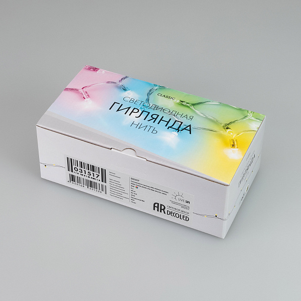 Светодиодная гирлянда ARD-STRING-CLASSIC-9000-CLEAR-60LED-LIVE RGB-SPI (12V, 40W) (Ardecoled, IP65) Lednikoff