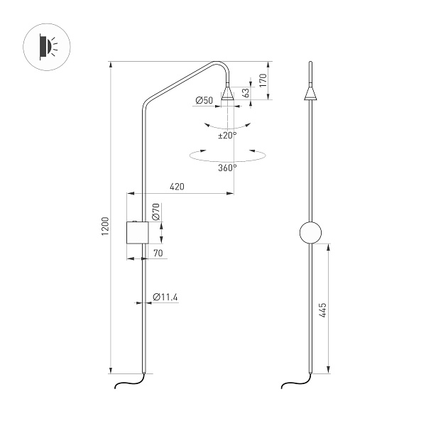 Светильник SP-RINAR-WALL-5W Warm3000 (BK, 36 deg, 230V) (Arlight, IP20 Металл, 5 лет)