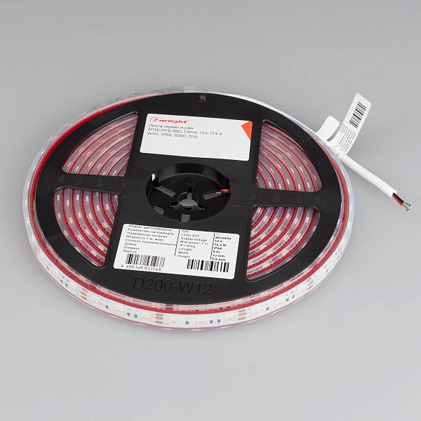 Светодиодная лента герметичная RTW-PFS-B60-13mm 12V Yellow (14.4 W/m, IP68, 5060, 5m) (Arlight, 14.4 Вт/м, IP68) Lednikoff