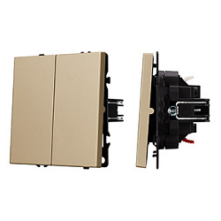 Механизм звонкового выключателя двухклавишный SWT-NOBE-MKR2-SFPL-GD (230V, 10A) (Arlight, Золотой песок)