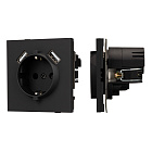 Механизм розетки с USB зарядкой SCT-TENDO-MUAA-SFPL-BK (230V, 16A) (Arlight, Матовый черный) Lednikoff