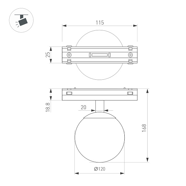 Светильник MAG-VIBE-SFERO-R120-6W Day4000 (WH, 235 deg, 48V) (Arlight, IP20 Металл, 5 лет)
